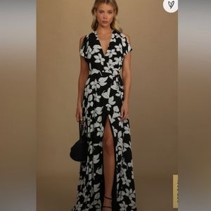 Lulu's Black and White Floral Maxi